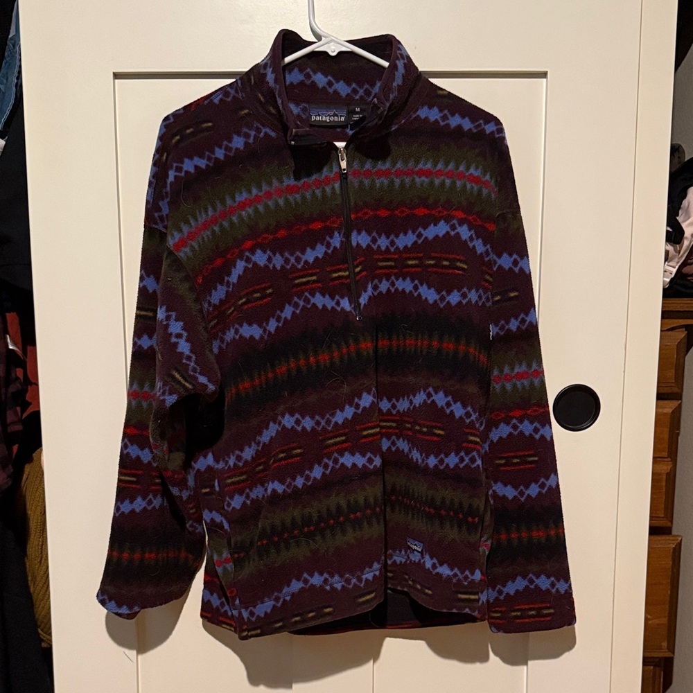 Patagonia 90s Aztec Synchilla Multicolor Fleece Jacket. Medium